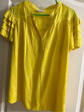 Current Air Yellow Ruffle Sleeve Blouse